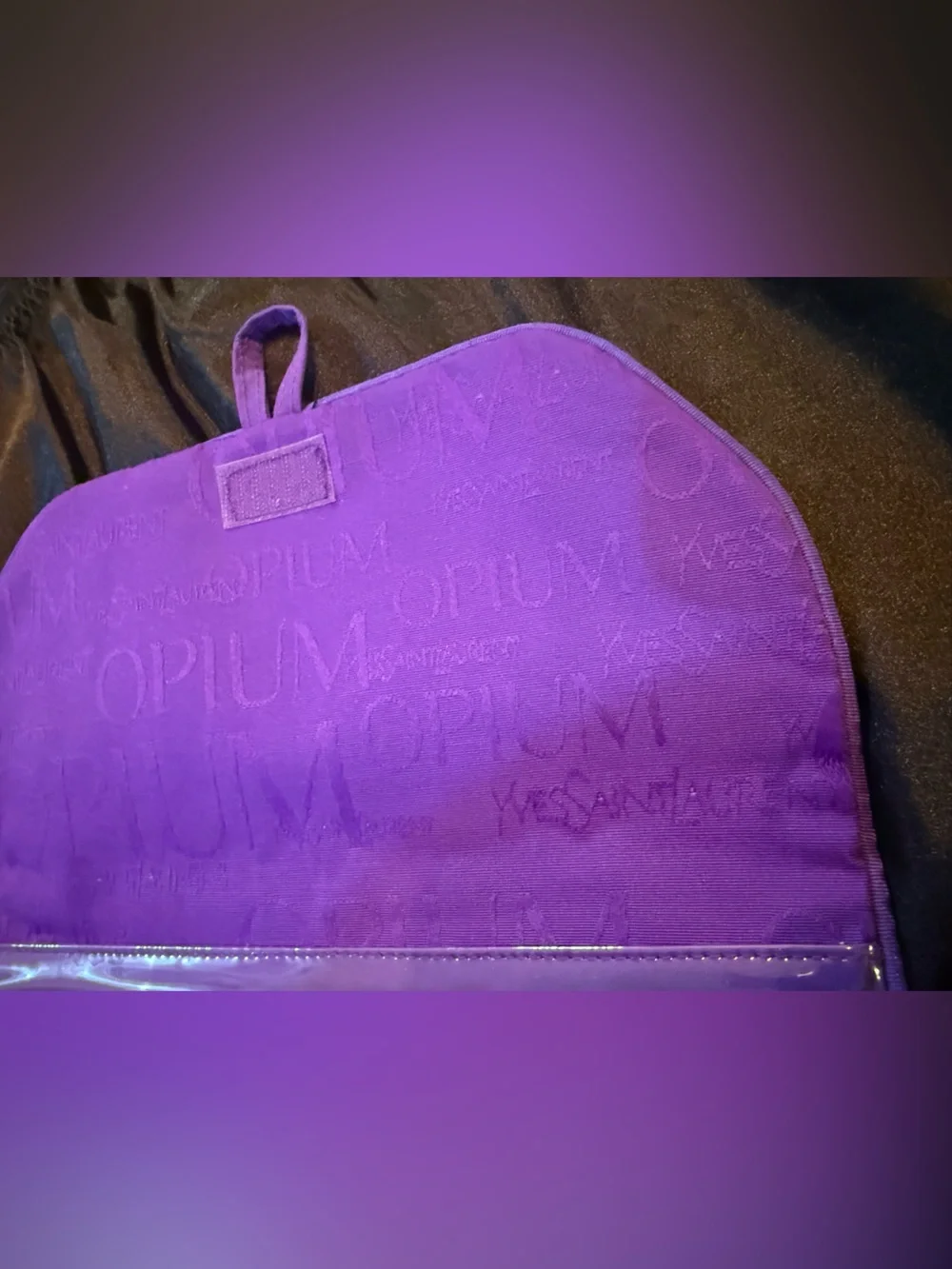 Yves Saint Laurent -Purple Logo Jacquard Clutch/Cosmetic tri fold travel bag